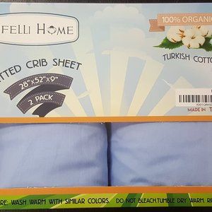 Fitted Baby Crib Sheet Organic Cotton BLUE 2PK NEW